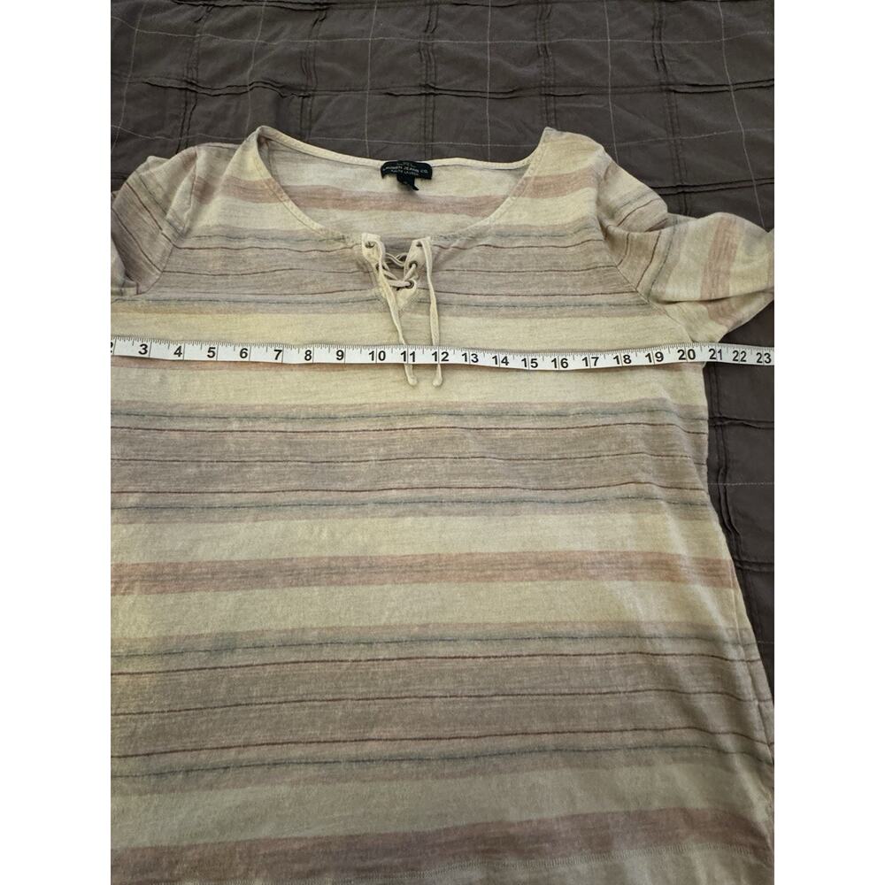 Laruen Ralph Lauren Womens 3/4 Sleeve Stripe Shirt Lace up Shirt Sz XL - Picture 6 of 10